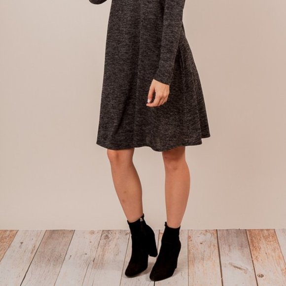 !ONLY 1 LEFT!  -  *HOST PICK*  Super Soft Heather Knit Midi Dress, Heather Black - Picture 5 of 6